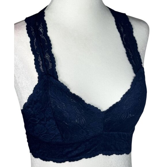 NWOT Intimately FREE PEOPLE Lace Bralette Bra Small Dark Gray Galloon Racerback - Picture 1 of 8
